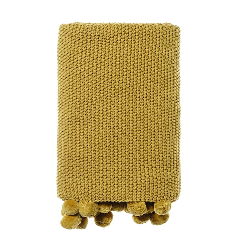 Pom Pom Mustard Throw