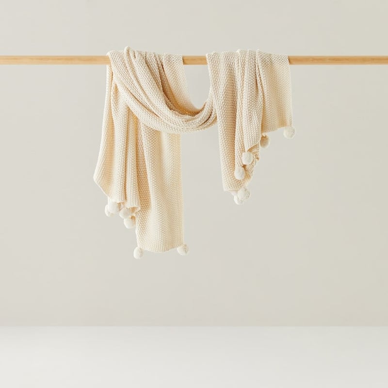 Pom Pom Natural Throw