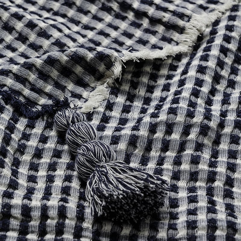Indi Throw Navy Waffle