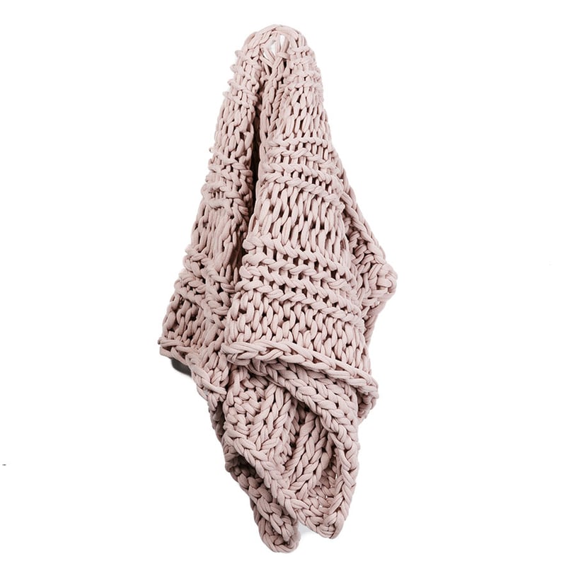 Chunky Knit Dusty Pink Rib Throw