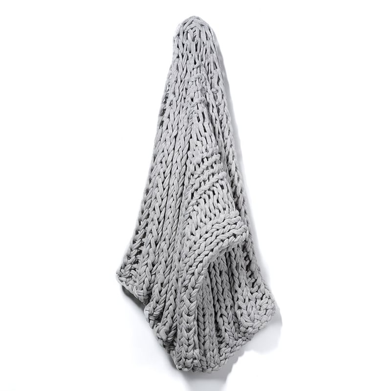 Chunky Knit Grey Marle Rib Throw