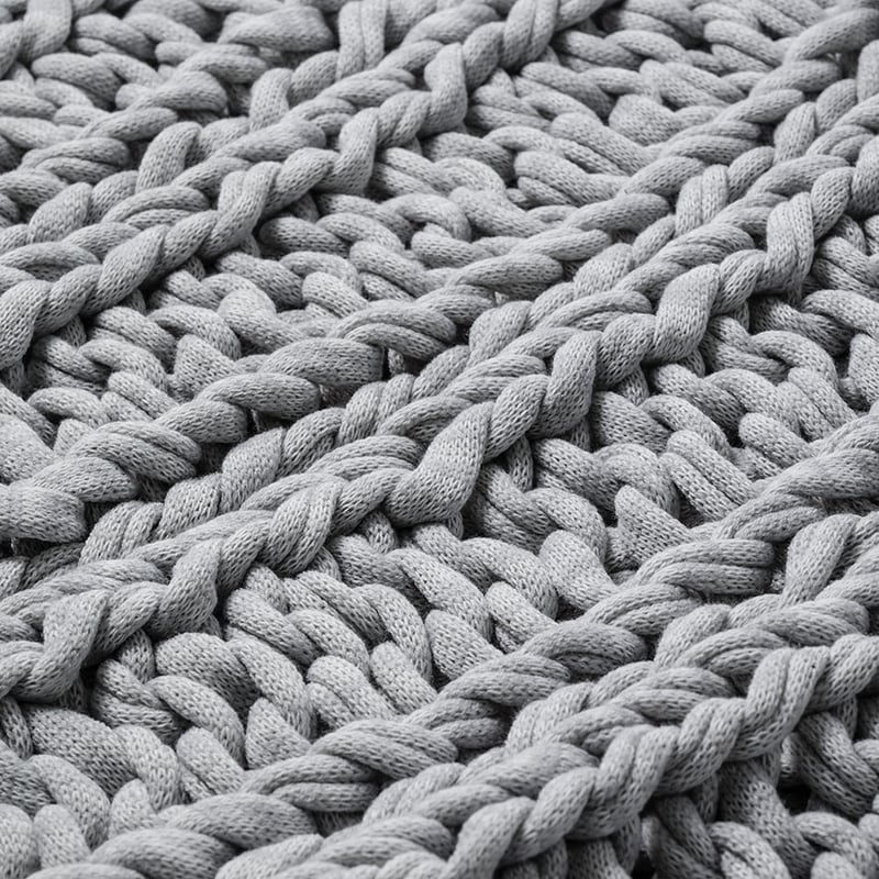 Chunky Knit Grey Marle Rib Throw
