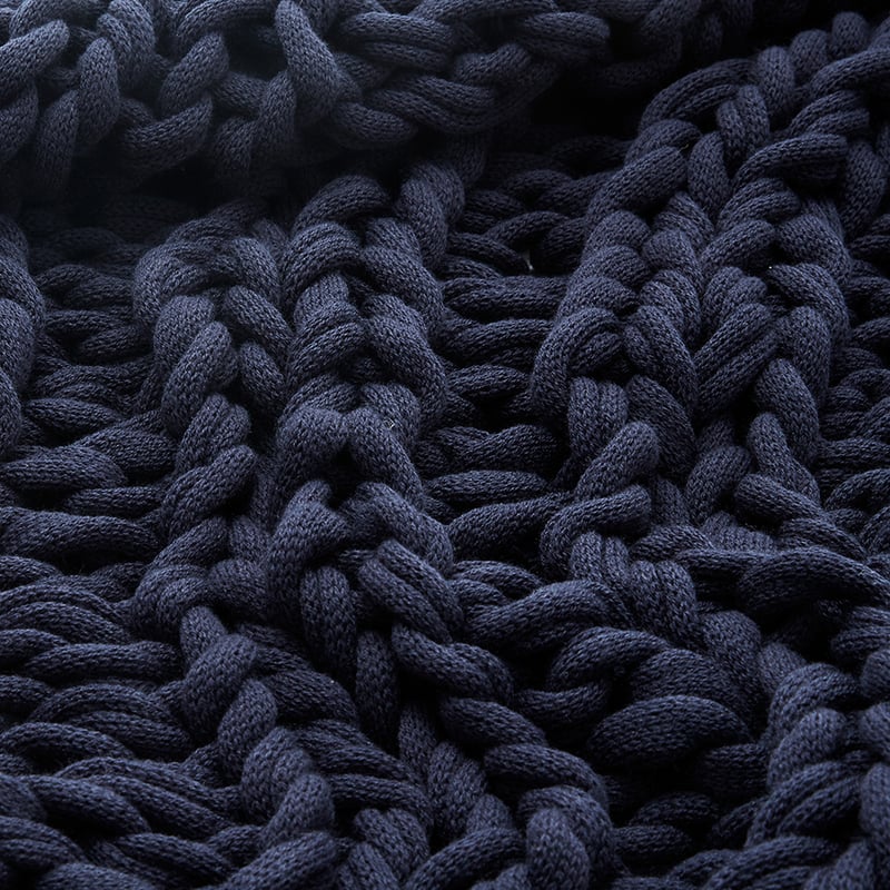 Chunky Knit Rib Throw Indigo 