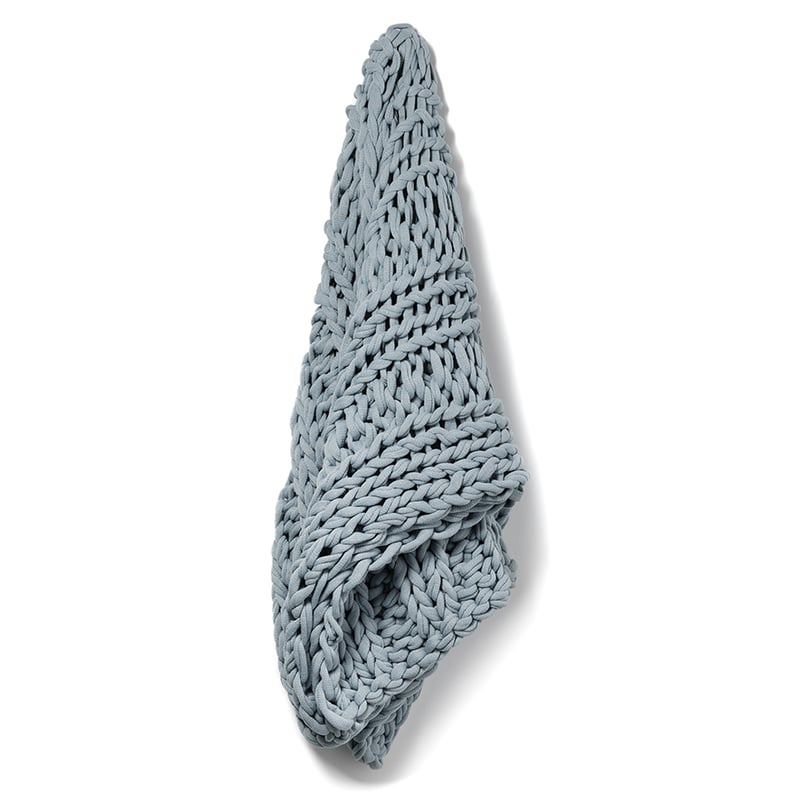 Chunky Knit Rib Throw Smoke Blue 