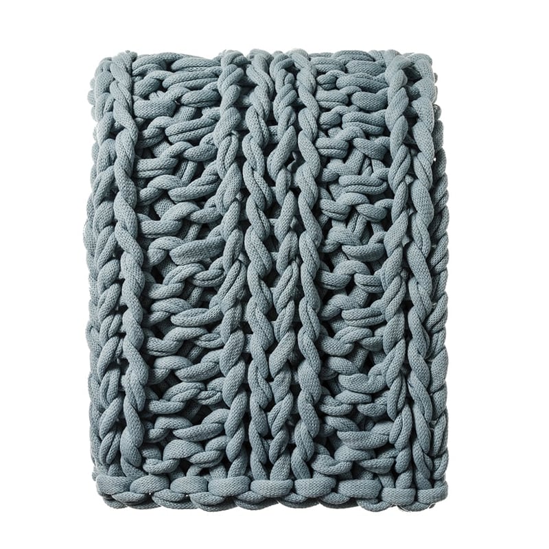 Chunky Knit Rib Throw Smoke Blue 