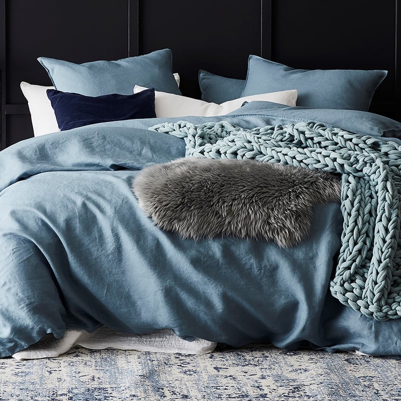 Chunky Knit Rib Throw Smoke Blue 