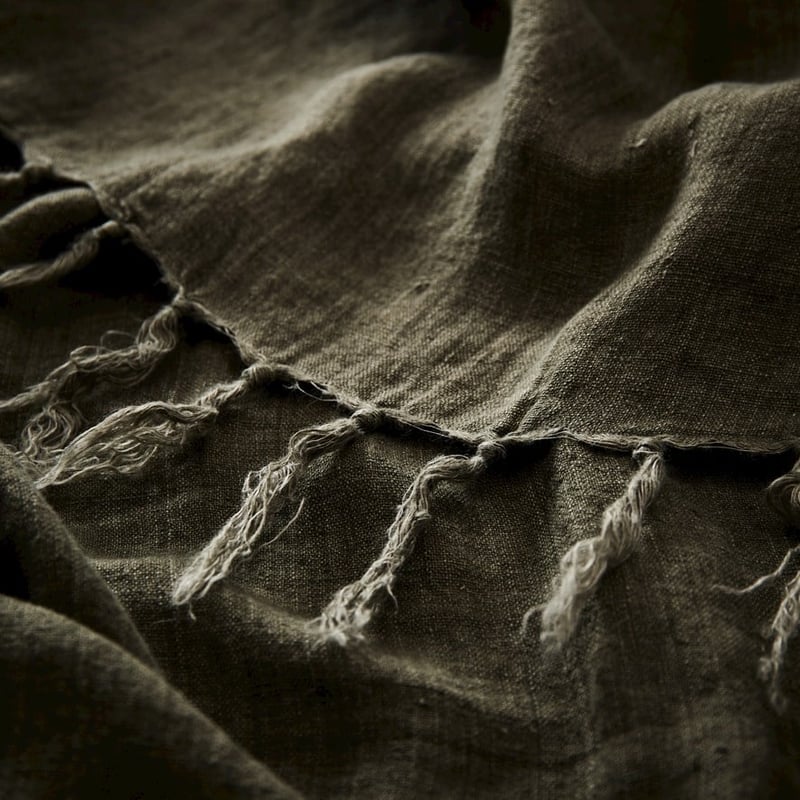 Malmo Dusty Olive Linen Throw