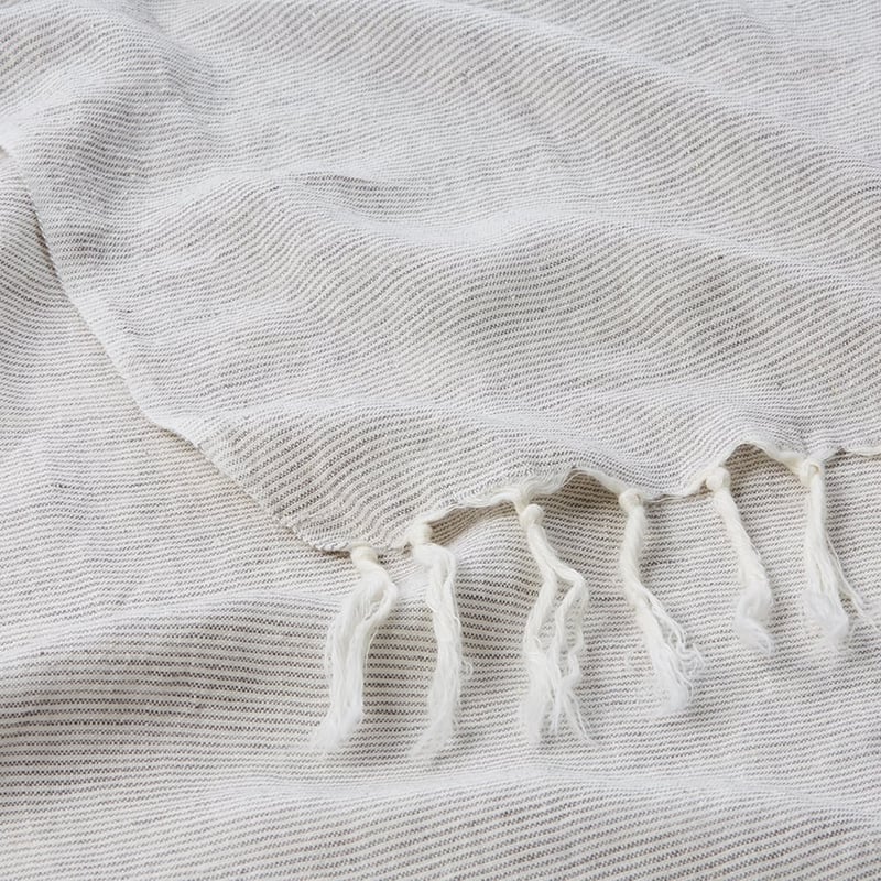 Malmo Linen Throw Grey Stripe 