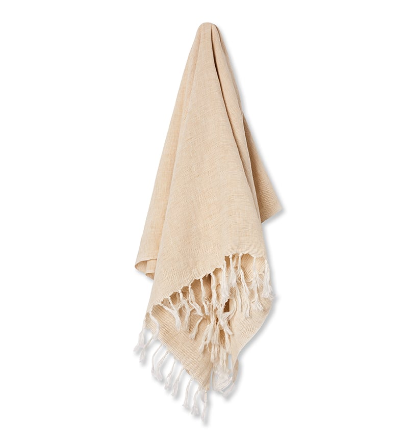 Malmo Linen Throw Honey Stripe 