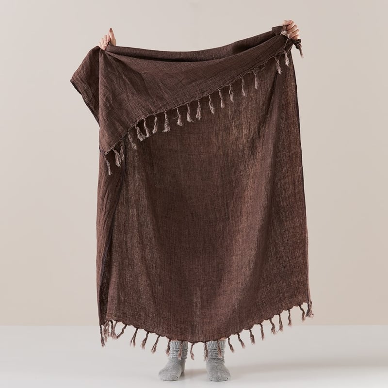 Malmo Brown Nutmeg Linen Throw 