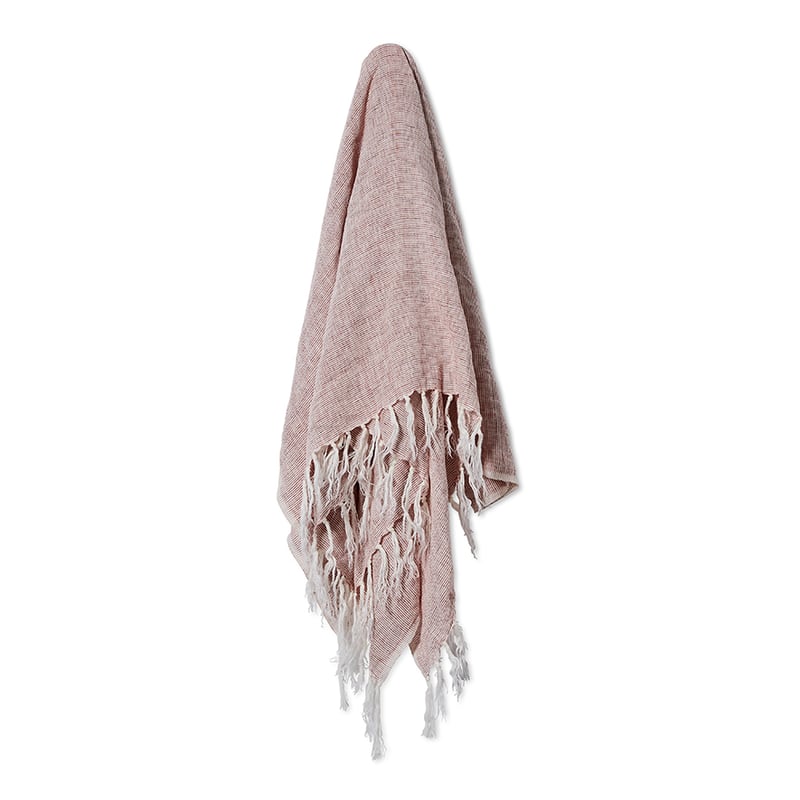 Malmo Linen Red Stripe Throw
