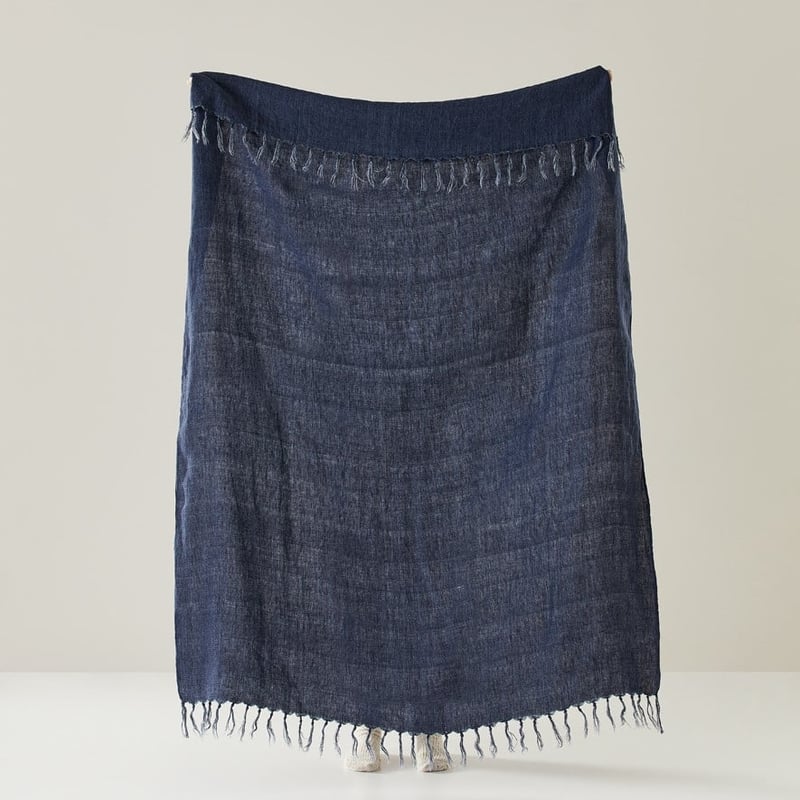 Malmo Linen Throw in Denim