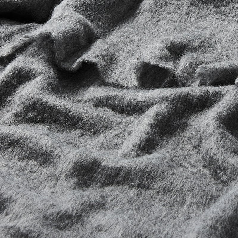 Helsinki Faux Mohair Throw in Charcoal 