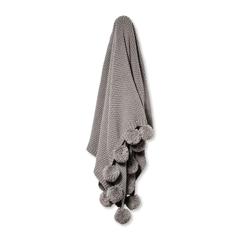 Omaha Pom Pom Throw in Grey