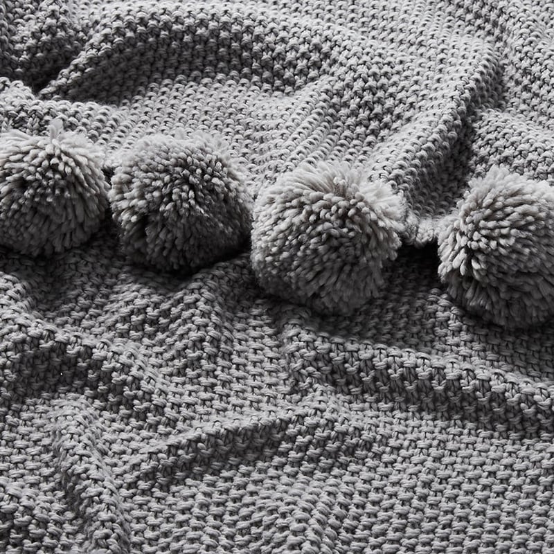 Omaha Pom Pom Throw in Grey