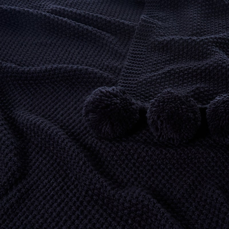 Omaha Pom Pom Throw in Navy 