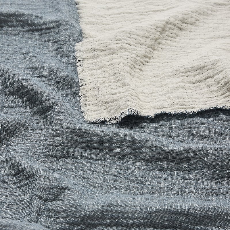 Savana Vintage Washed Fringed Pale Blue Throw