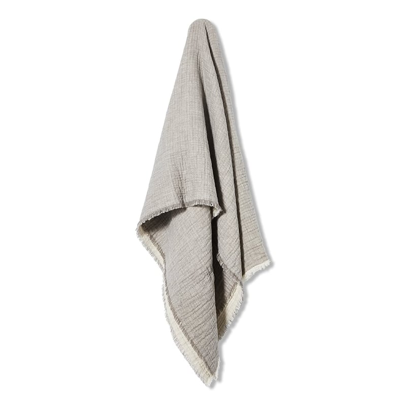 Savana Vintage Washed Fringed Silver Throw