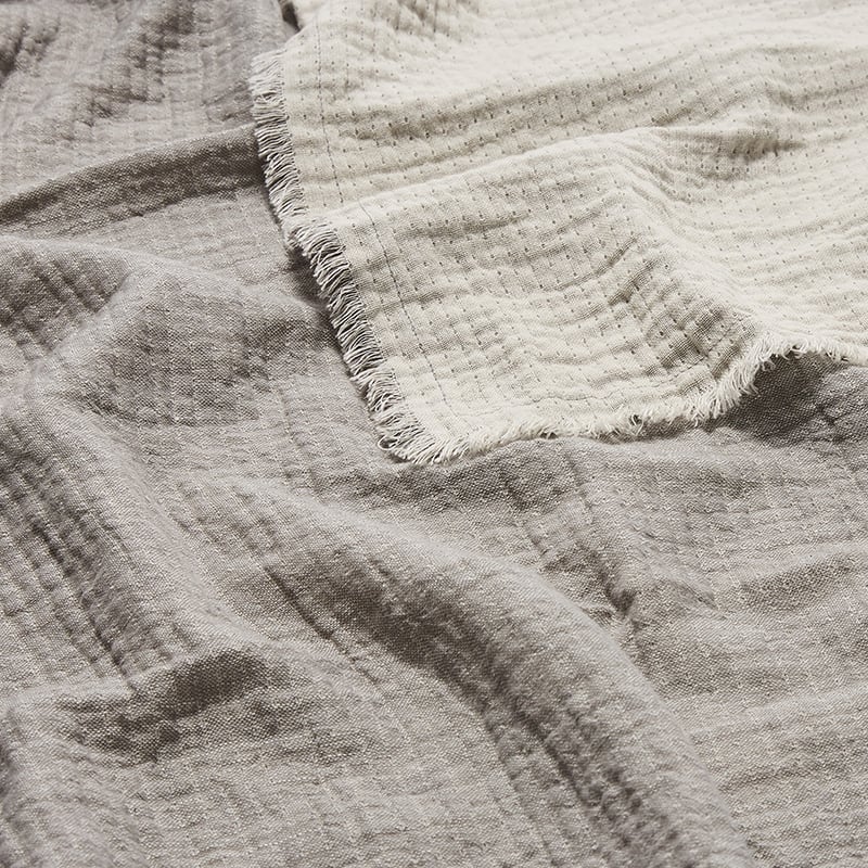 Savana Vintage Washed Fringed Silver Throw