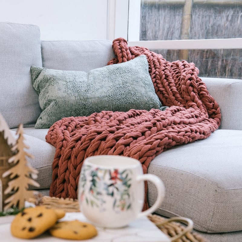 Newport Clay Chunky Knit Throw