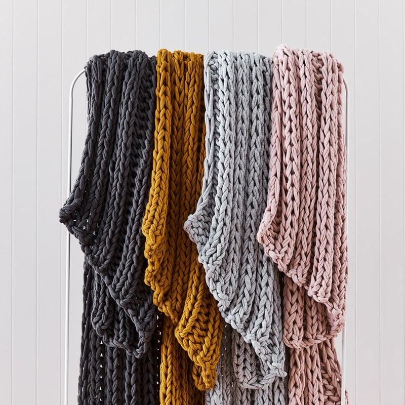 Newport Coal Chunky Knit Throw