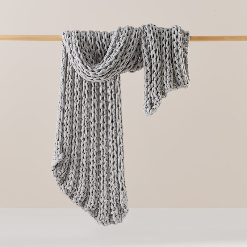 Newport Grey Marle Chunky Knit Throw