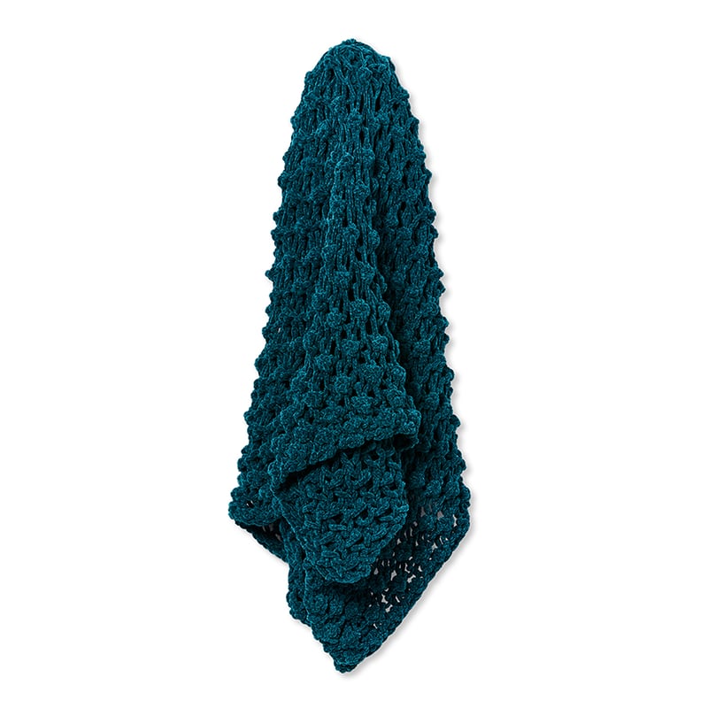 Dorset Teal Chenille Hand Knit Throw 