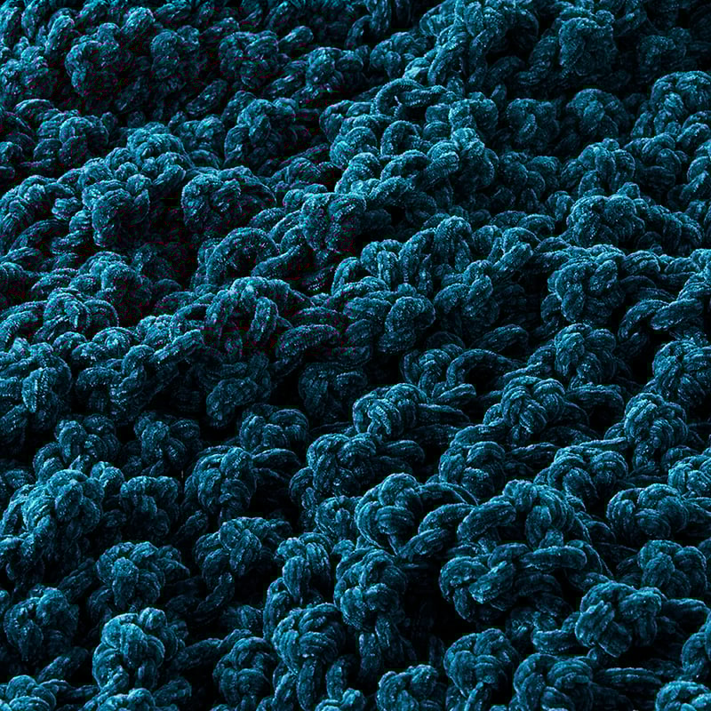 Dorset Teal Chenille Hand Knit Throw 