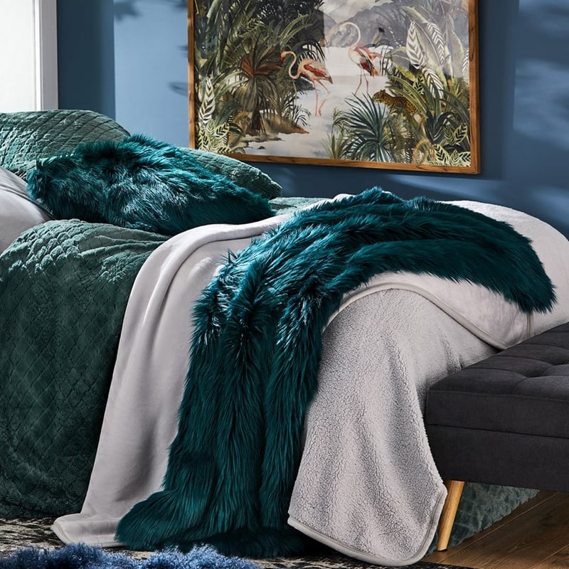 Alpine Fur Teal Throw 