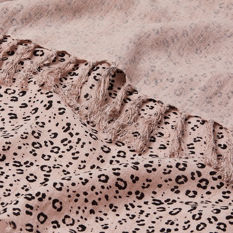 Malmo Blush Leopard Small Print Linen Throw