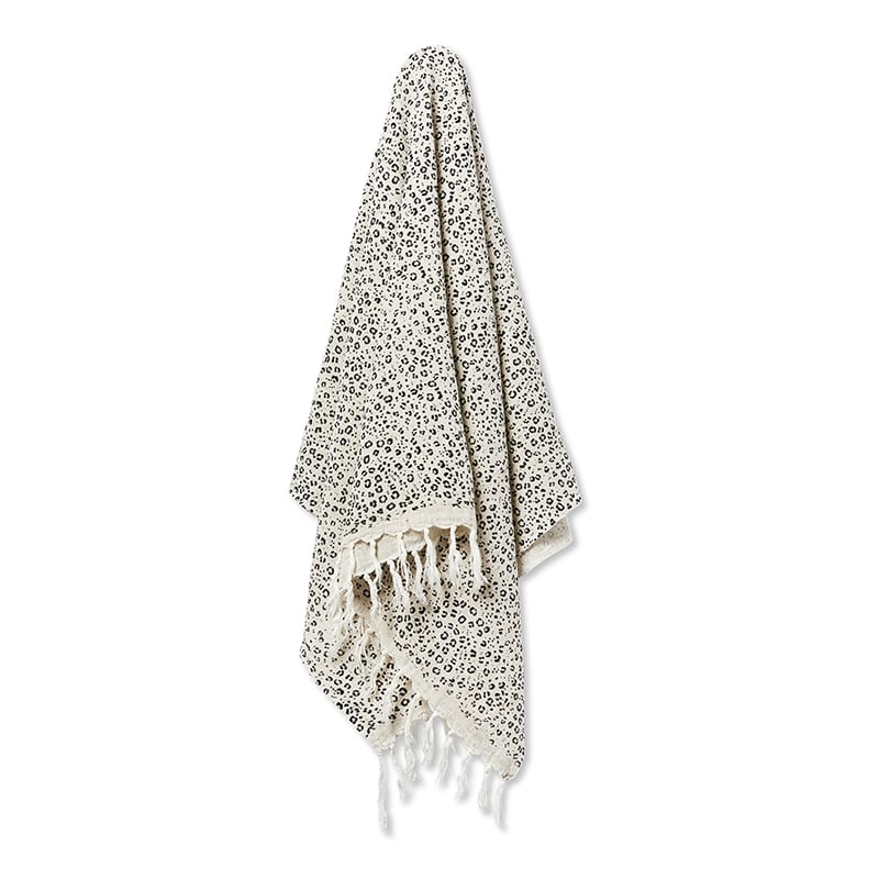 Malmo Natural Leopard Print Linen Throw