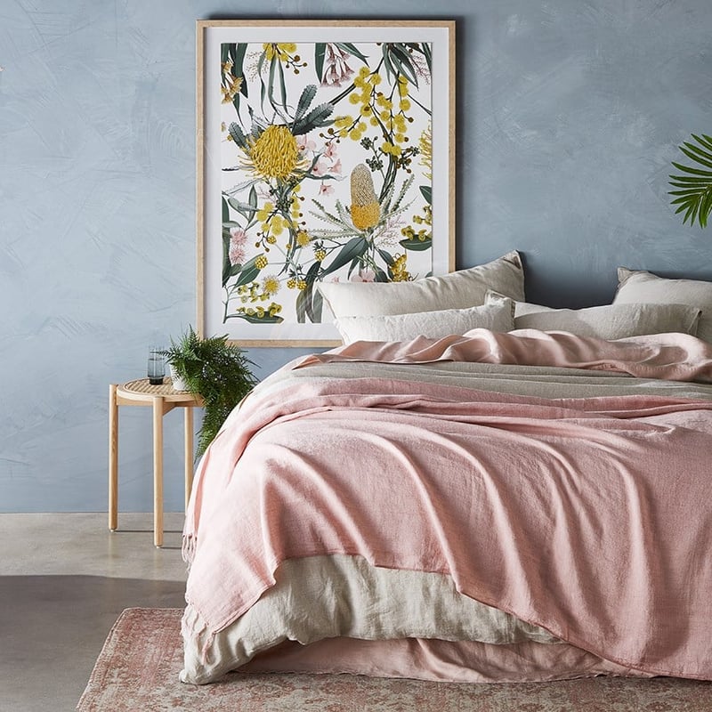 Malmo King Peony Pink Linen Throw  