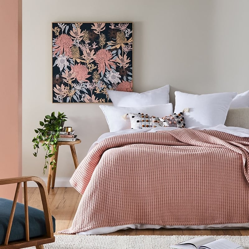 European Collection Turkish Cotton Waffle Blanket S20 180x230cm Rose Single/Double