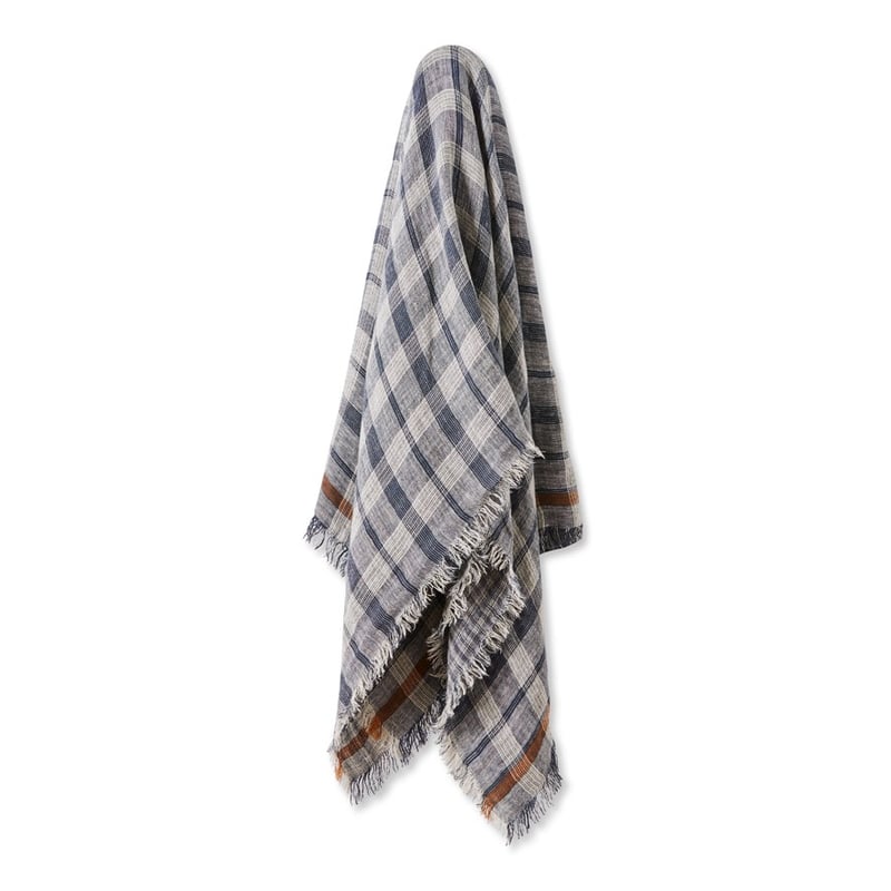 Hemp Navy & Natural Check Throw