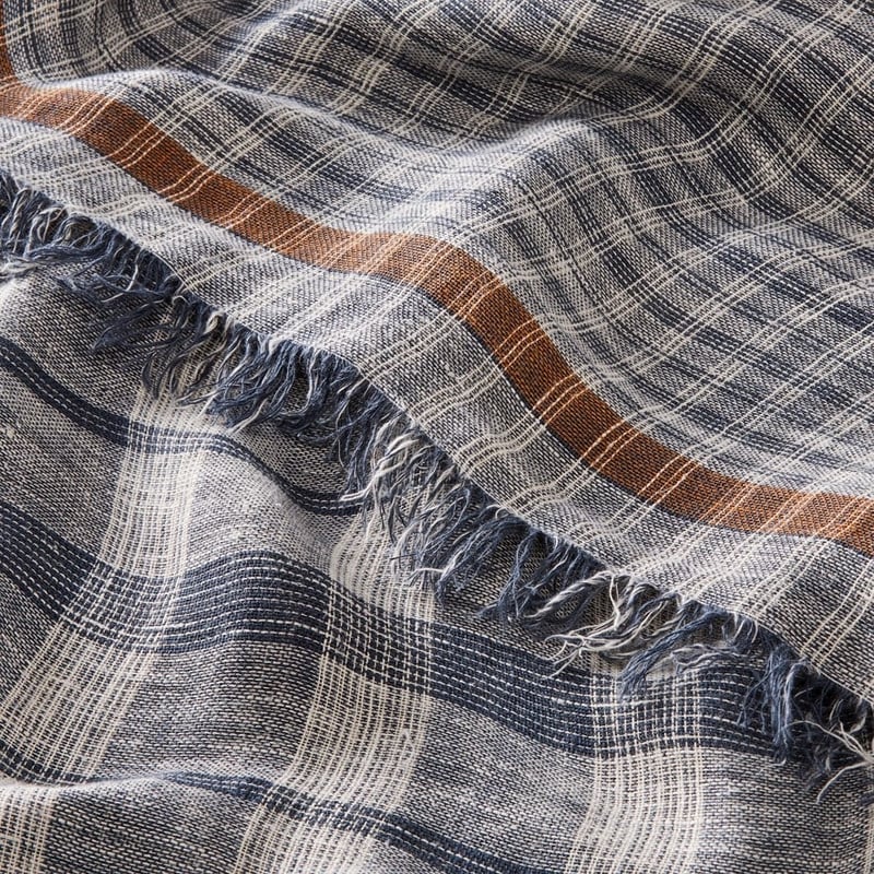 Hemp Navy & Natural Check Throw