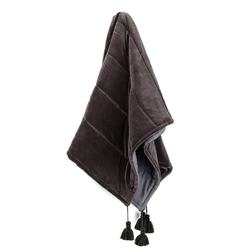 Bombay Charcoal Quilted Velvet Throw 