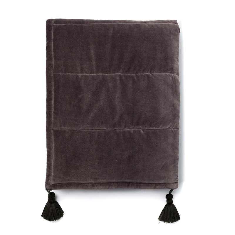 Bombay Charcoal Quilted Velvet Throw 