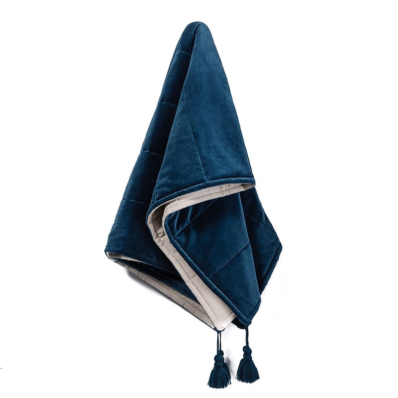 Bombay Teal Quilted Velvet Throw