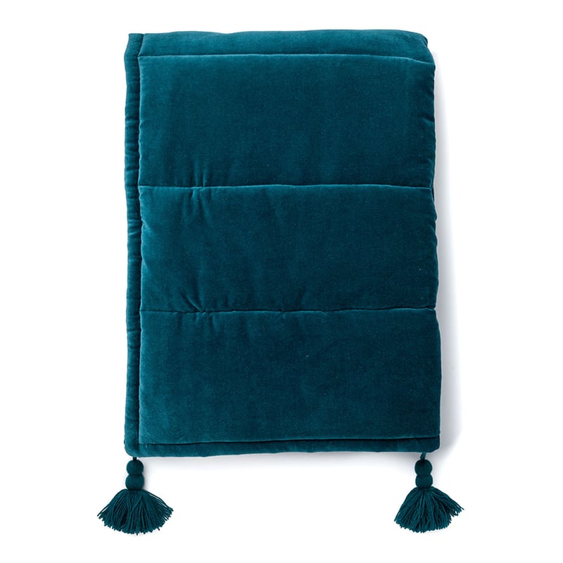 Bombay Teal Quilted Velvet Throw