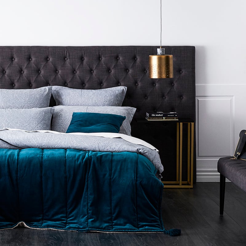 Bombay Teal Quilted Velvet Throw