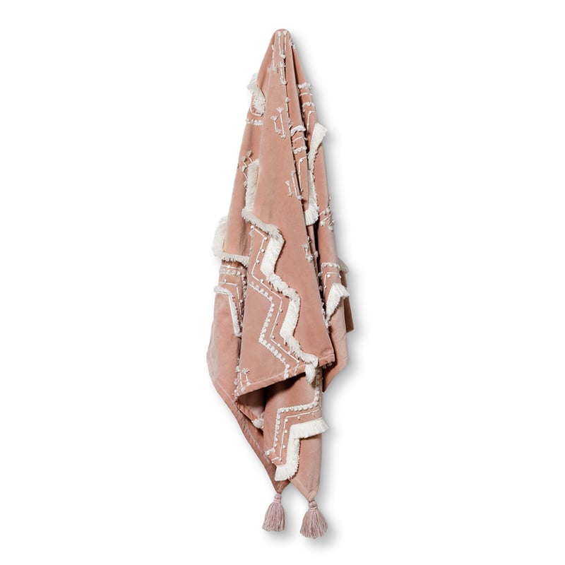 Neko Velvet Fringed Throw Soft Pink 