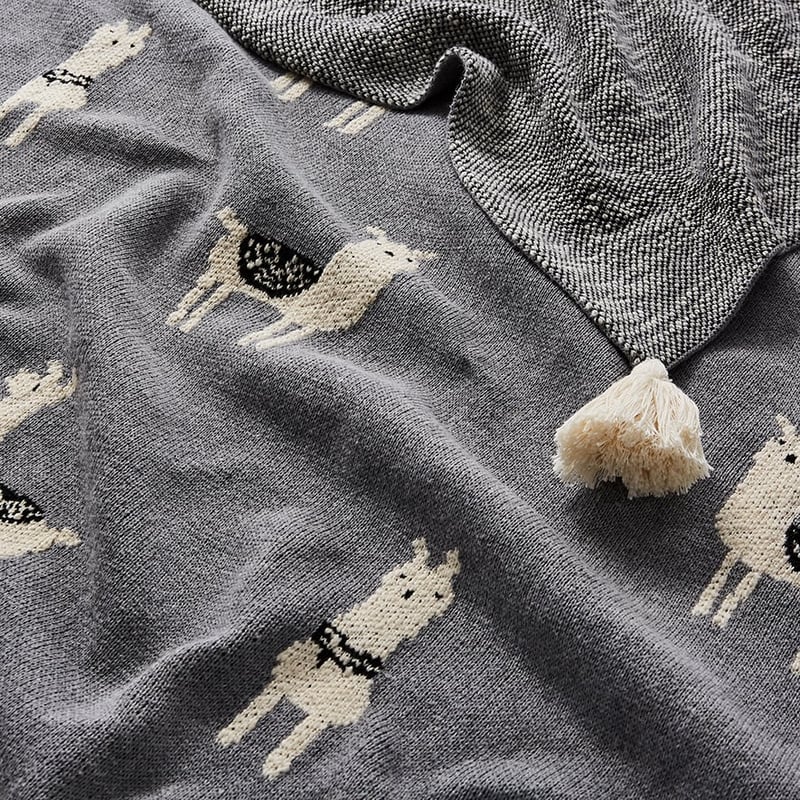 Newfarm Leo Llama Throw in Grey