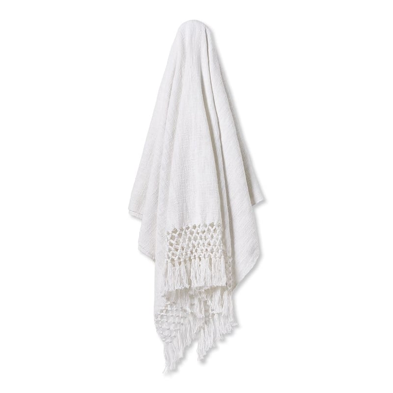 Macrame White Knot Throw