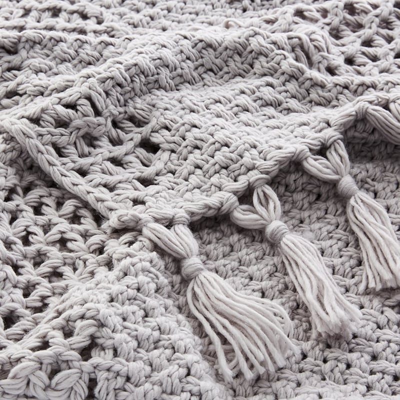 Sinclair Silver Knit Throw
