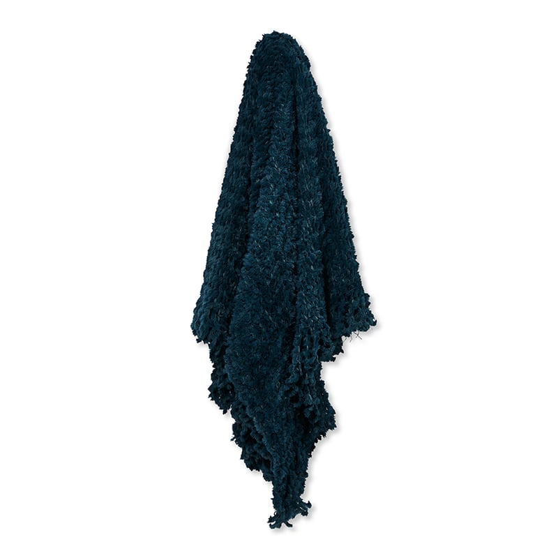 Avoca Feather Yarn Tassel Teal Throw