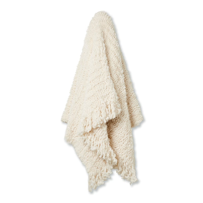 Avoca Feather Yarn Tassel Winter White Throw