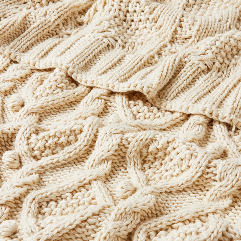 Mornington Ivory Cable Knit Throw 