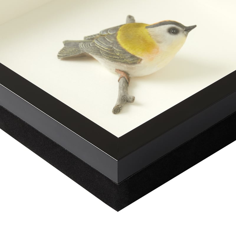 Framed Yellow Warbler Bird Sculpture