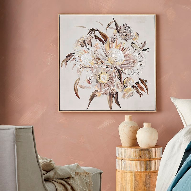 Native Arrangement Canvas 80x80cm Sand Blooms