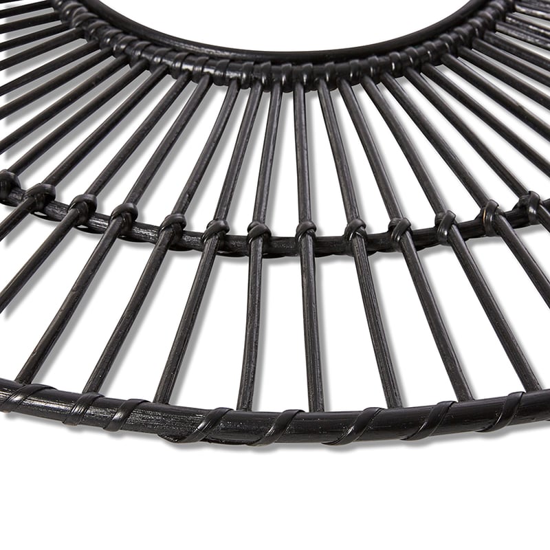Rattan Mirror Dia 75cm Black Starburst